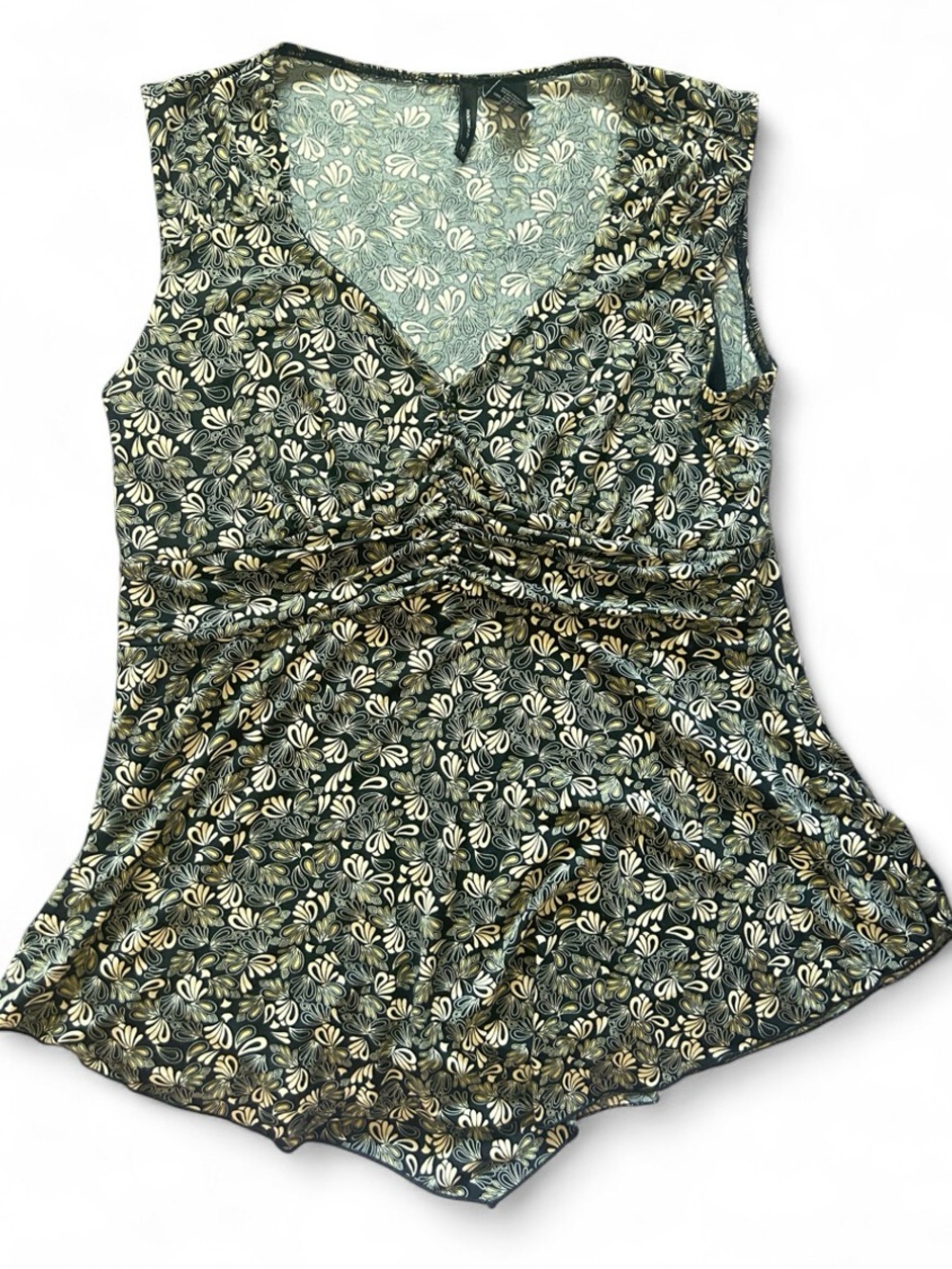 Y2k / 90s Sleeveless New Directions Floral Ruched-Front Women's Full length Top